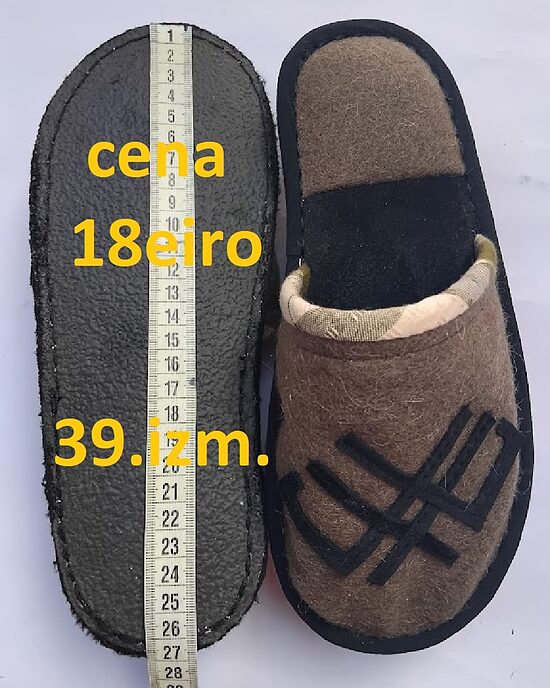 Dabīgo materiālu čības. 39.izm.
